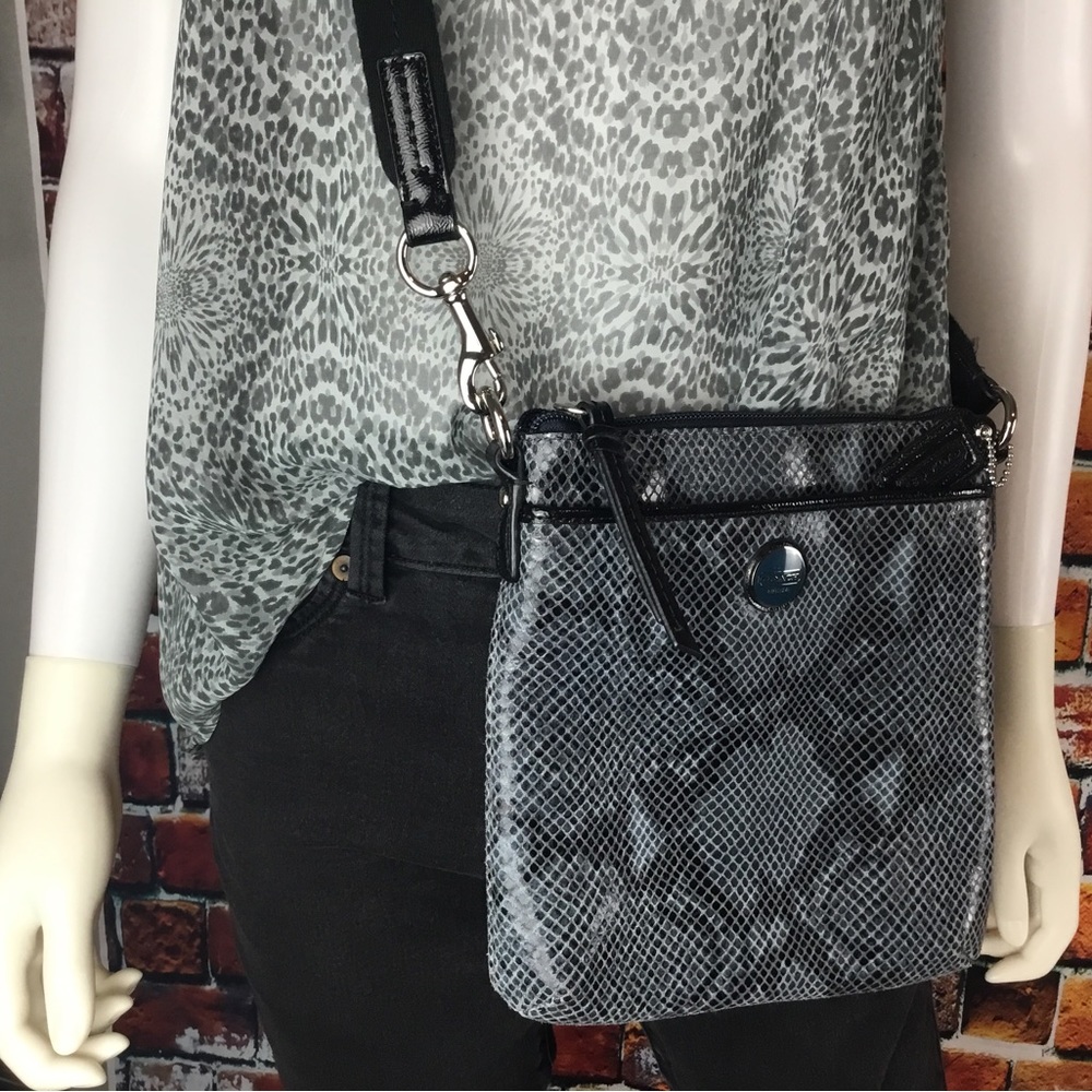 COACH Python Print Crossbody Purse with Patent Leather Accents - Picture 2 of 16